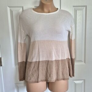 Pendleton sweater white beige‎ tan color block knit women's XL